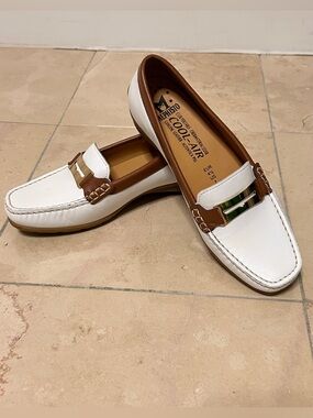 Mephisto Norma Women’s Size 7 White Tan Leather Slip-On Driving Loafers EUC